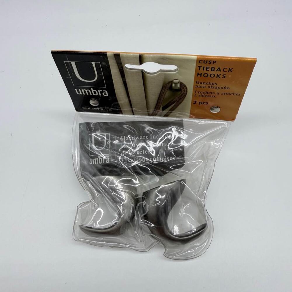 NEW 2-Pack Umbra Cusp Nickel Drapery Tieback Hooks